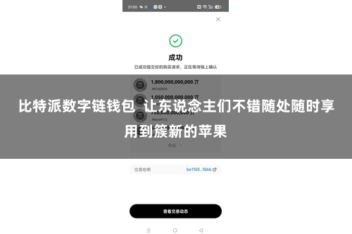 比特派数字链钱包  让东说念主们不错随处随时享用到簇新的苹果